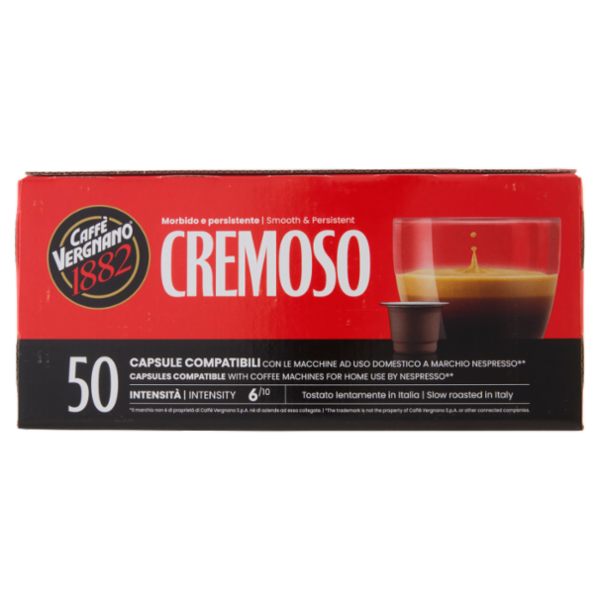 Caffè Vergnano 1882 Èspresso1882 Cremoso Compostabile** Capsule Compatibili Nespresso* 50 x 5 g