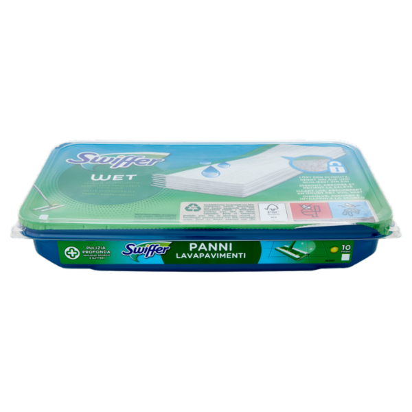 Swiffer Wet Panni Umidi Lavapavimenti Limone - Ricarica 10 Salviette