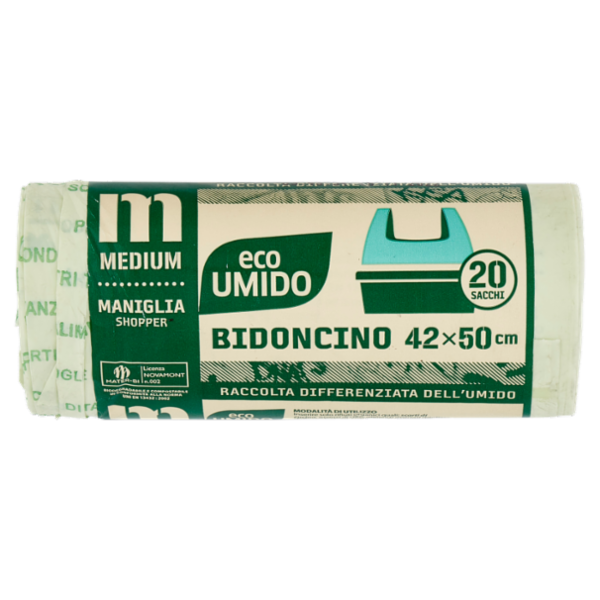 eco Umido Bidoncino Medium 42x50 cm Sacchi 20 pz