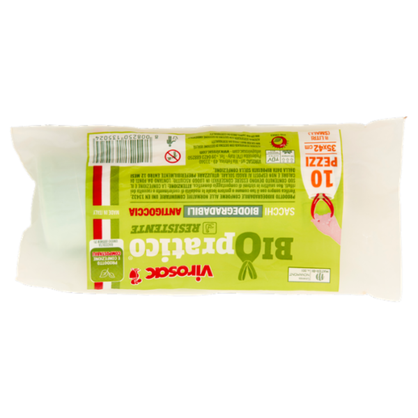 virosac Biopratico Resistente Sacchi Biodegradabili Antigoccia 35x42 cm 8 Litri S 10 pz