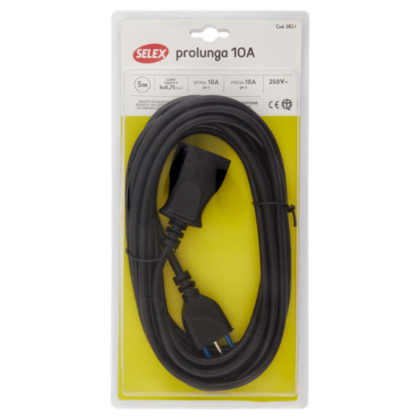 Selex Prolunga Spina 10A + Presa 10A(Ita) Nero 5m