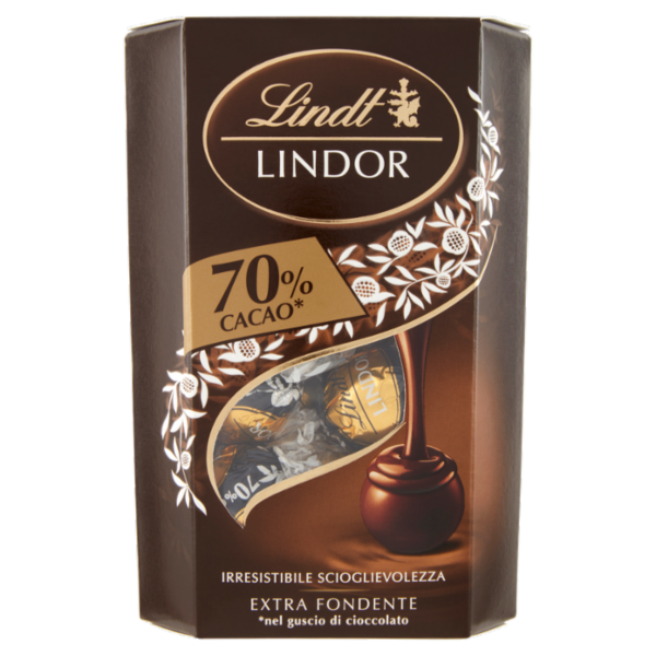 Lindt Cioccolatini Lindor Cioccolatini fondenti Scatola 70% 200 g