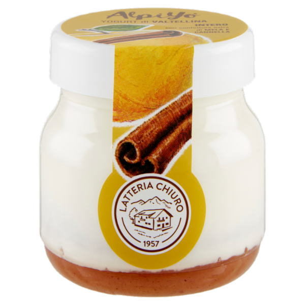 AlpiYò Yogurt di Valtellina Intero con confettura extra di Mela e Cannella 125 g
