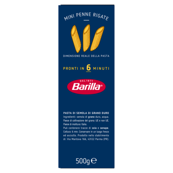 Barilla Pasta Piccolini Mini Penne Rigate 100% Grano Italiano 500 g