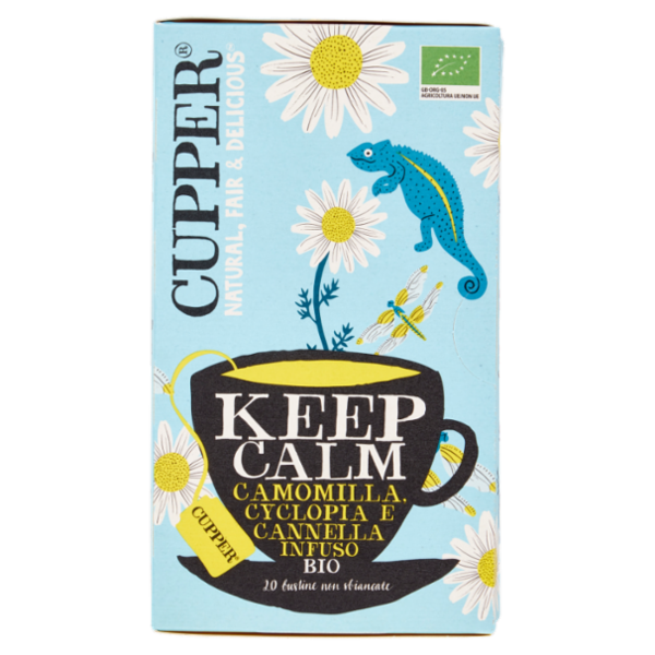 CUPPER Keep Calm Infuso Biologico di Camomilla Cyclopia e Cannella, Tisana Calmante, 20 Bustine 35 g