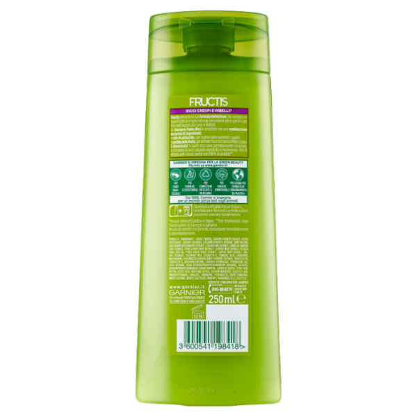 Garnier Fructis Shampoo Hydra Ricci Contouring con pectina della frutta e olio di pistacchio, 250 ml