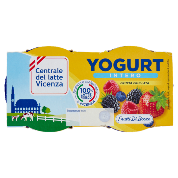 Centrale del latte Vicenza Yogurt Intero Frutta Frullata Frutti di Bosco 2 x 125 g