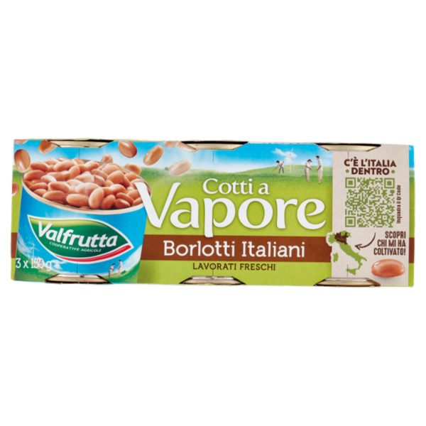 Valfrutta Cotti a Vapore Borlotti Italiani 3 x 150 g