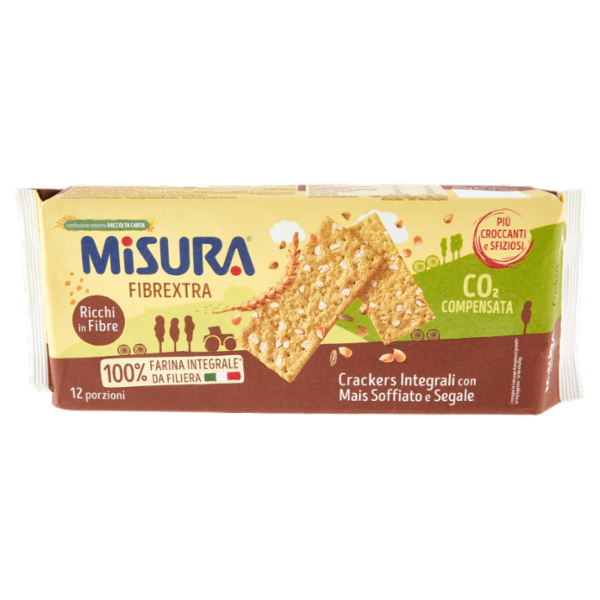 Misura Fibrextra Crackers Integrali con Mais Soffiato e Segale 360 g