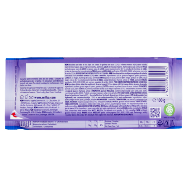 Milka Oreo, tavoletta di cioccolato al latte 100% alpino ripieno di crema Oreo - 100g