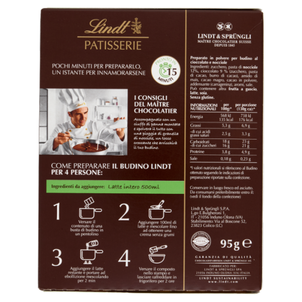 Lindt Budino Preparato per dolci Cioccolato alle nocciole 95 g