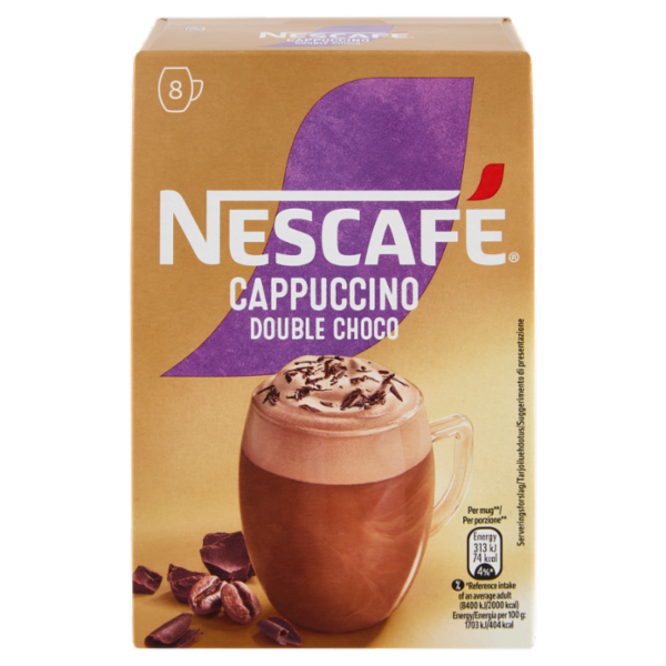 NESCAFÉ Cappuccino Double Choco Solubile con Cacao 8 Bustine 148 g