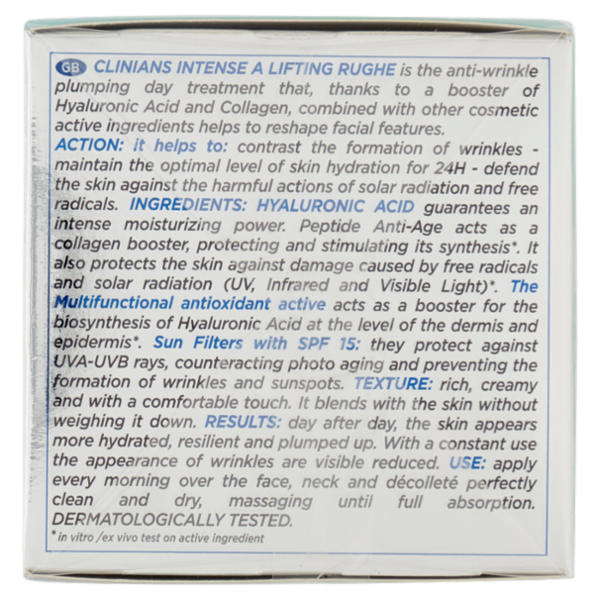 Clinians Intense A Lifting Rughe Trattamento Giorno Antirughe SPF15 Acido Ialuronico 50 mL