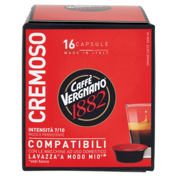 Caffè Vergnano 1882 Cremoso Capsule Compatibili Lavazza a Modo Mio* 16 x 7,5 g