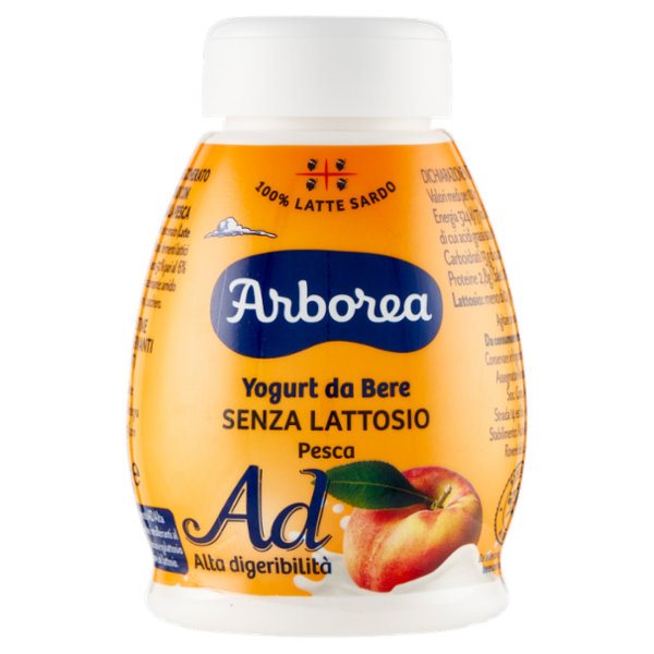 Arborea Ad Alta digeribilità Yogurt da Bere Senza Lattosio Pesca 200 g