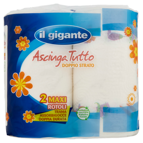 IL GIGANTE Asciuga Tutto Doppio Strato 2 Maxi Rotoli