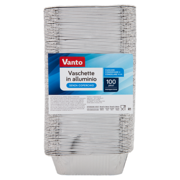 Vanto Contenitore in Alluminio Senza Coperchio 15x12x4,5 cm 100 pezzi