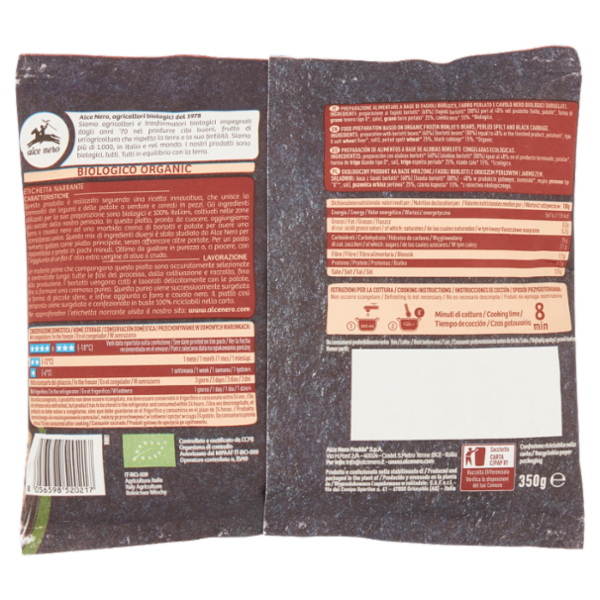 alce nero Farro e Cavolo Nero in Crema di Borlotti 350 g