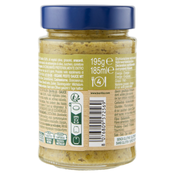 Barilla Pesto Genovese Vegan Condimento e Sugo per Pasta 195 g