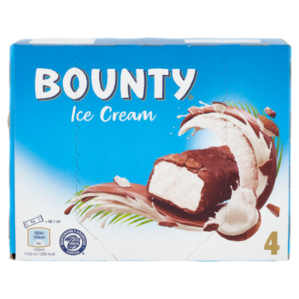 Bounty Barretta Gelato con cioccolato e cocco, Multipack 4 x 39.1 g