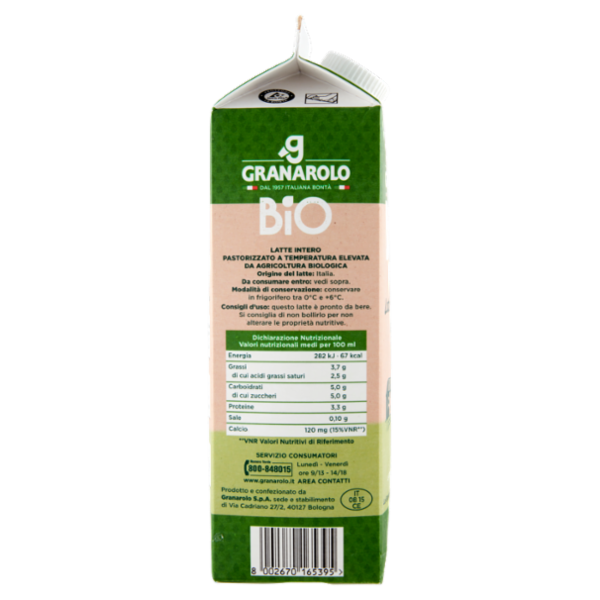 Granarolo Bio Latte Biologico Intero 1 L