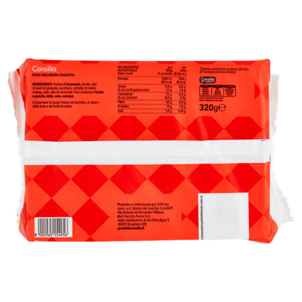 Consilia Fette Biscottate Classiche in Confezioni Salvafreschezza 9x4 fette 320 g