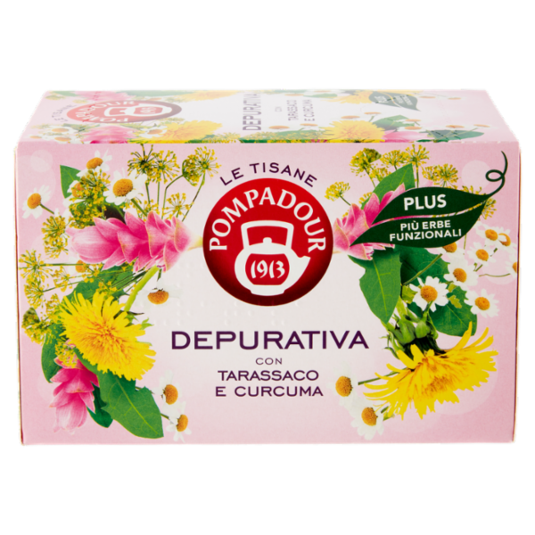 Pompadour Le Tisane Plus Depurativa con Tarassaco e Curcuma 18 x 2,2 g