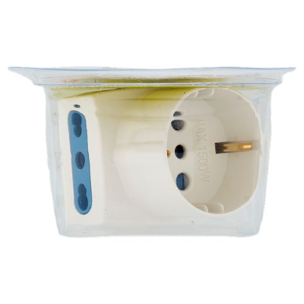 Selex Adattatore Pluristandard Spina 16A + 2 Prese Bivalenti + 1 Presa Tedesca Bianco