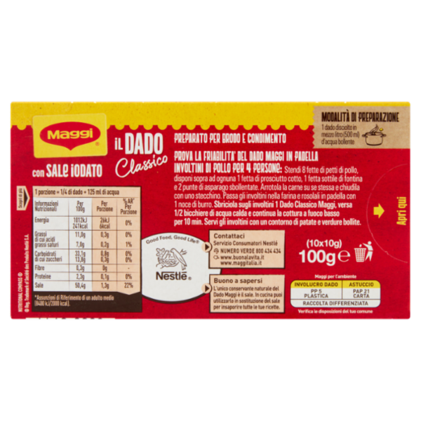 MAGGI Dado Classico preparato per brodo (10 dadi) 100 g