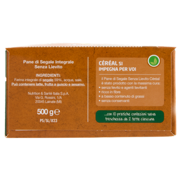 Céréal Senza Lievito Pane di Segale Integrale, solo con Farina di Segale integrale - 500 g