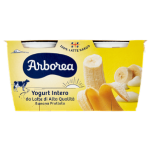 Arborea Yogurt Intero Da Latte Di Alta Qualità Banana Frullata 2 x 125 g