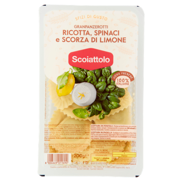 Scoiattolo Sfizi di Gusto Granpanzerotti Ricotta, Spinaci e Scorza di Limone 200 g