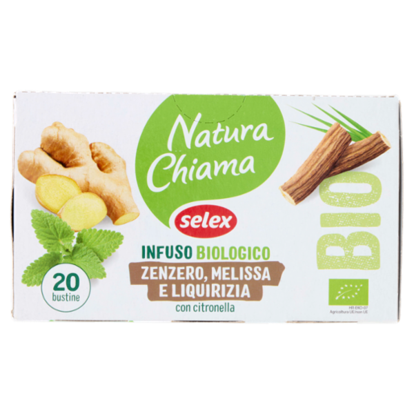 Selex Natura Chiama Infuso di Zenzero,Melissa,Liquirizia,Scorze Limone,Citronella Bio 20 Filtri 40 g