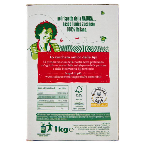 Italia Zuccheri Zucchero semolato 100% italiano - astuccio 1kg