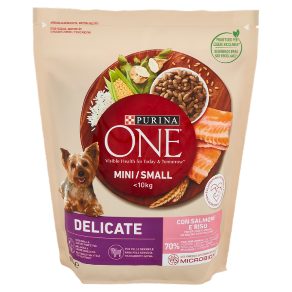 PURINA ONE Mini/Small Delicate Salmone e Riso 800 g