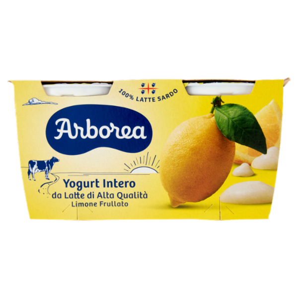 Arborea Yogurt Intero da Latte di Alta Qualità Limone Frullato 2 x 125 g