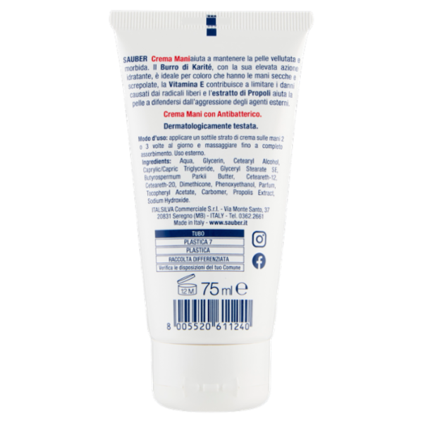 Sauber CremaMani Protettiva con Antibatterico 75 ml