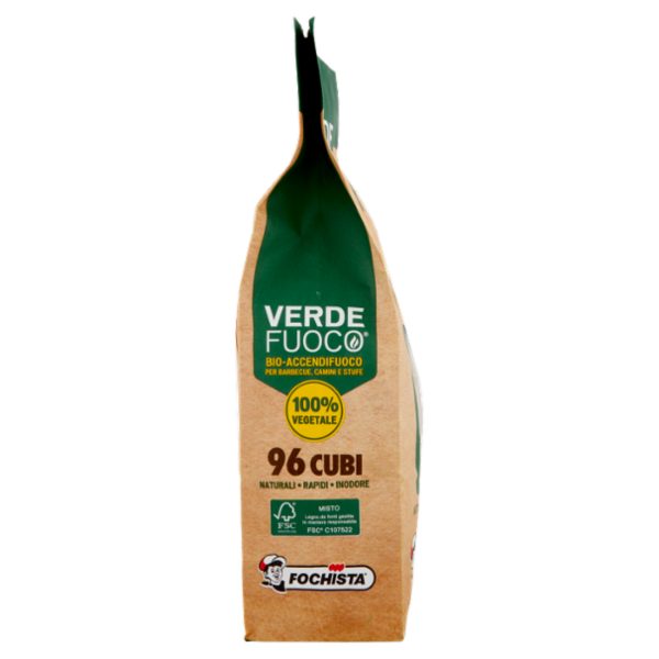 Fochista Verdefuoco Bio-Accendifuoco per Barbecue, Camini e Stufe 96 Cubi 550 g