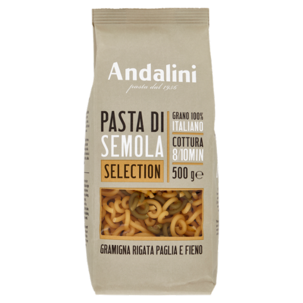 Andalini Selection Pasta di Semola Gramigna Rigata Paglia e Fieno 500 g