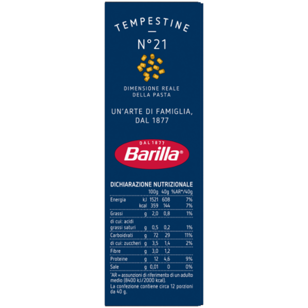 Barilla Pasta Tempestine n.21 100% Grano Italiano 500g