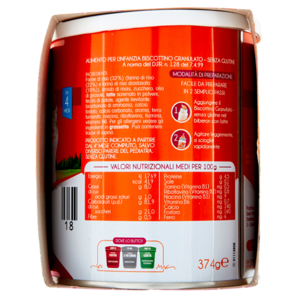 Plasmon Primi Mesi Biscottino Granulato senza glutine 2 x 374 g