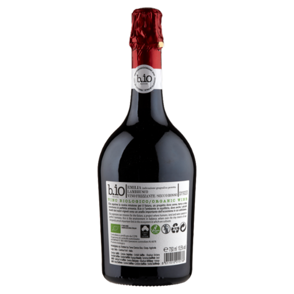 b.io bpuntoio Lambrusco Frizzante/Secco Rosso Emilia IGP 750 ml