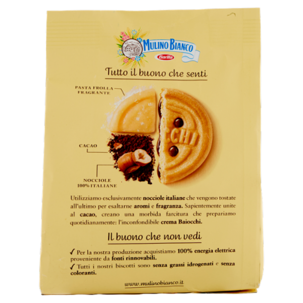 Mulino Bianco Baiocchi Biscotti Snack Farciti con Crema alla Nocciola e Cacao 260g