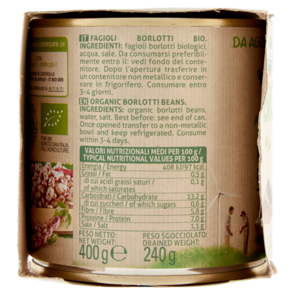 Valfrutta Bio Borlotti 2 x 400 g