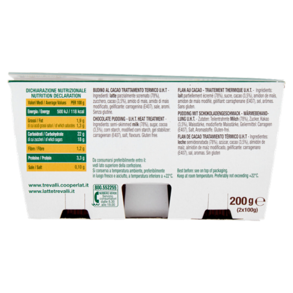 treValli i Dessert al Latte Budino Cacao 2 x 100 g