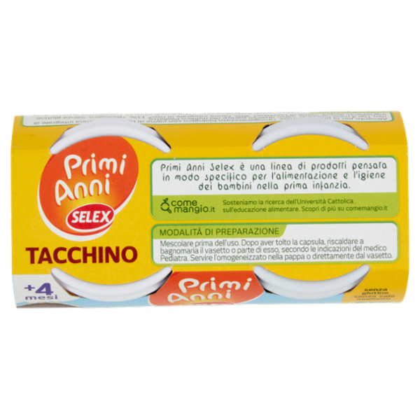 Selex Primi Anni Omogeneizzato di Carne Tacchino Biologico 2x80 g