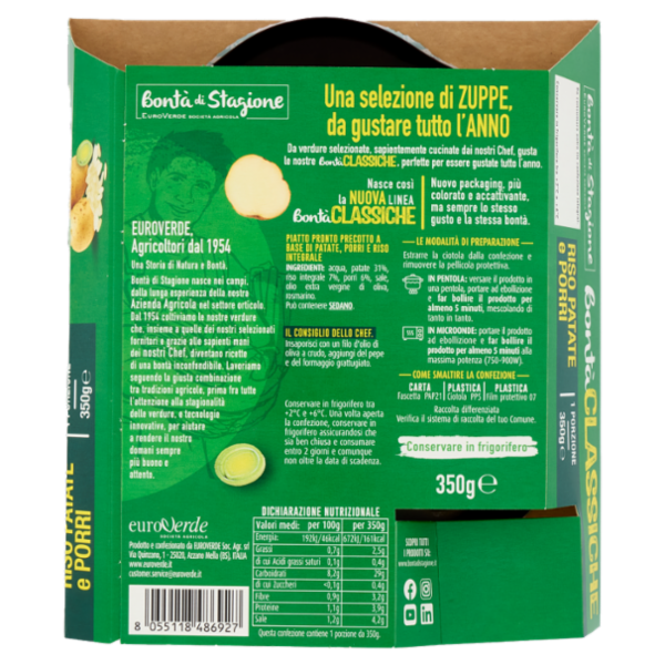 Bontà di Stagione Le Classiche Zuppa di Patate e Porri con Riso Integrale 350 g