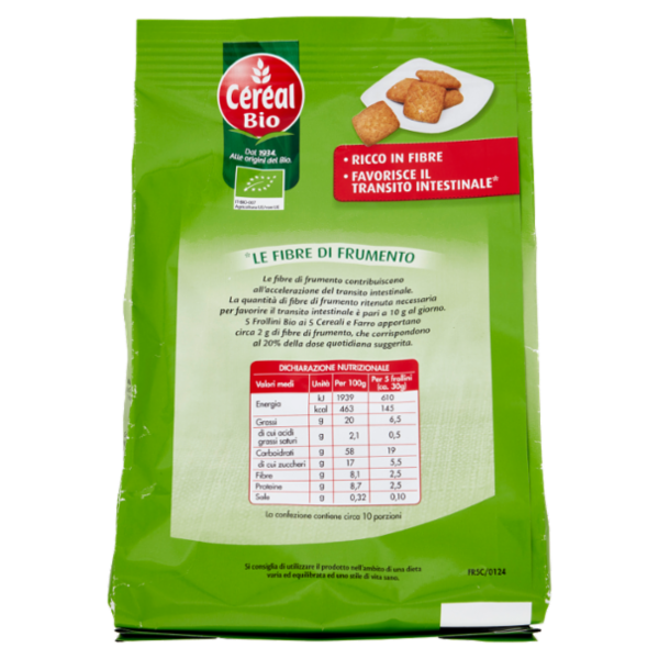 Céréal Bio Frollini ai 5 Cereali e Farro con farina di Frumento Integrale - 300g