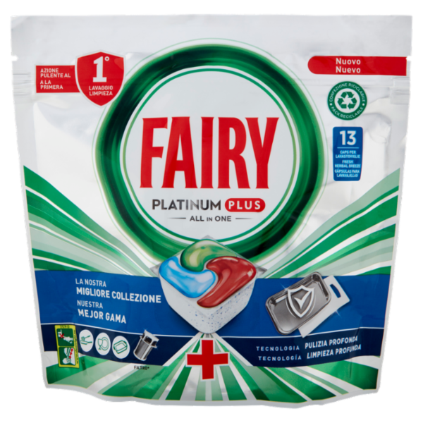 Fairy Pastiglie Lavastoviglie Platinum Plus Pulizia Profonda, Detersivo Piatti, 13 Capsule 202 g