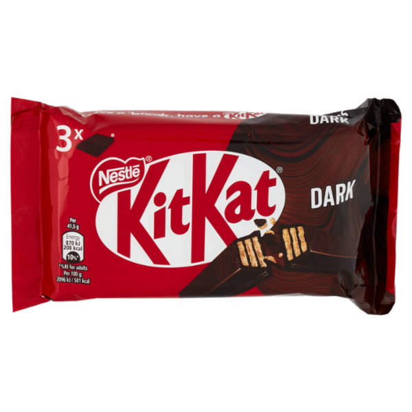 KITKAT Dark Wafer ricoperto di Cioccolato Fondente 3 snack da 41,5g